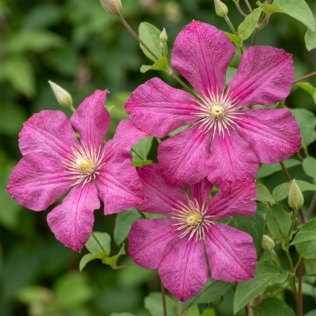 Clematis 'Ville de Lyon' (großblumig) – Rot, Ø9cm, ↕35cm – Ansicht 3