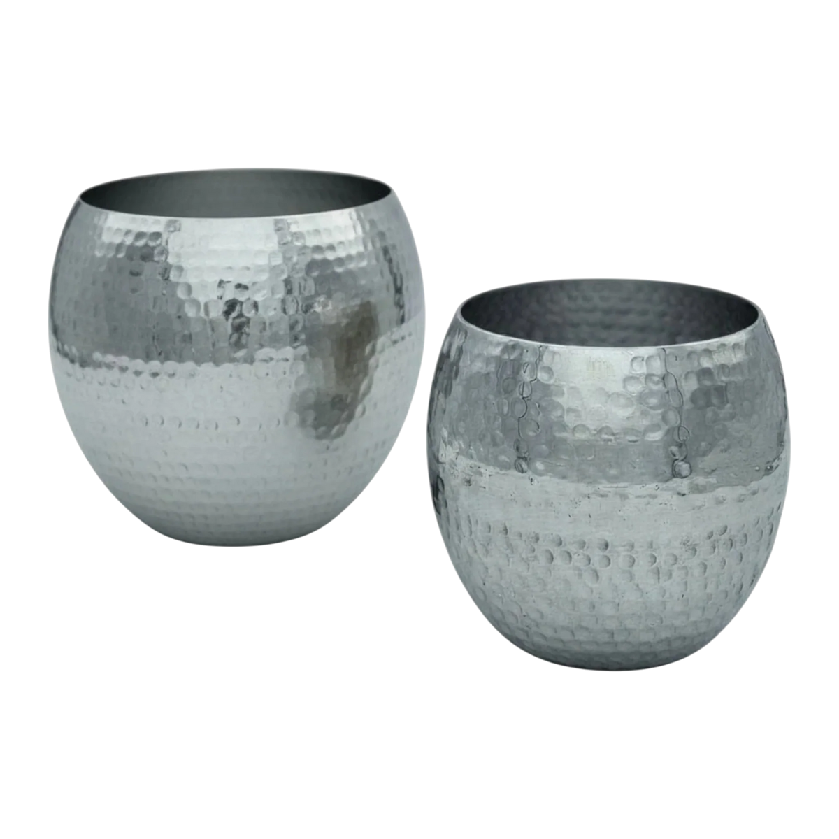 Übertopf Blumentopfe Silber Pflanztopf Deko 2er Set glänzend rund 