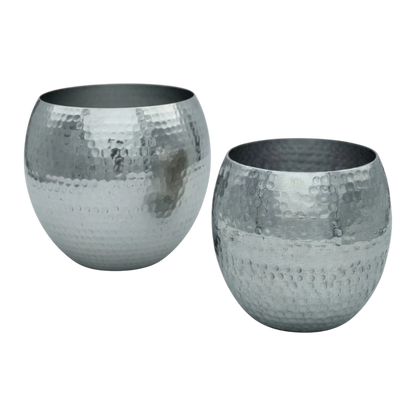 Übertopf Blumentopfe Silber Pflanztopf Deko 2er Set glänzend rund 