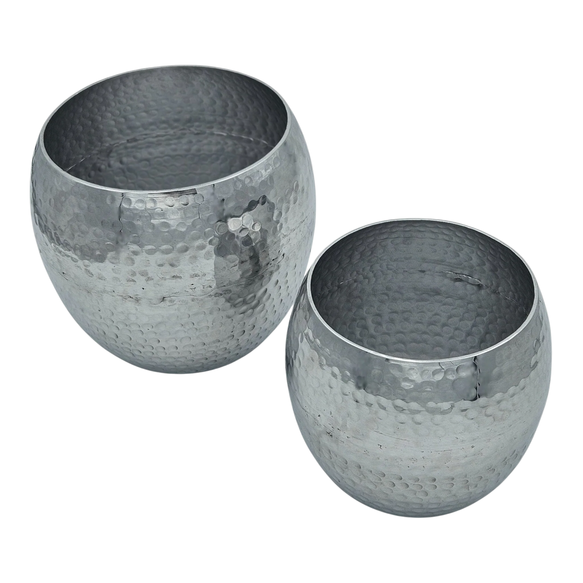 Übertopf Blumentopfe Silber Pflanztopf Deko 2er Set glänzend rund 