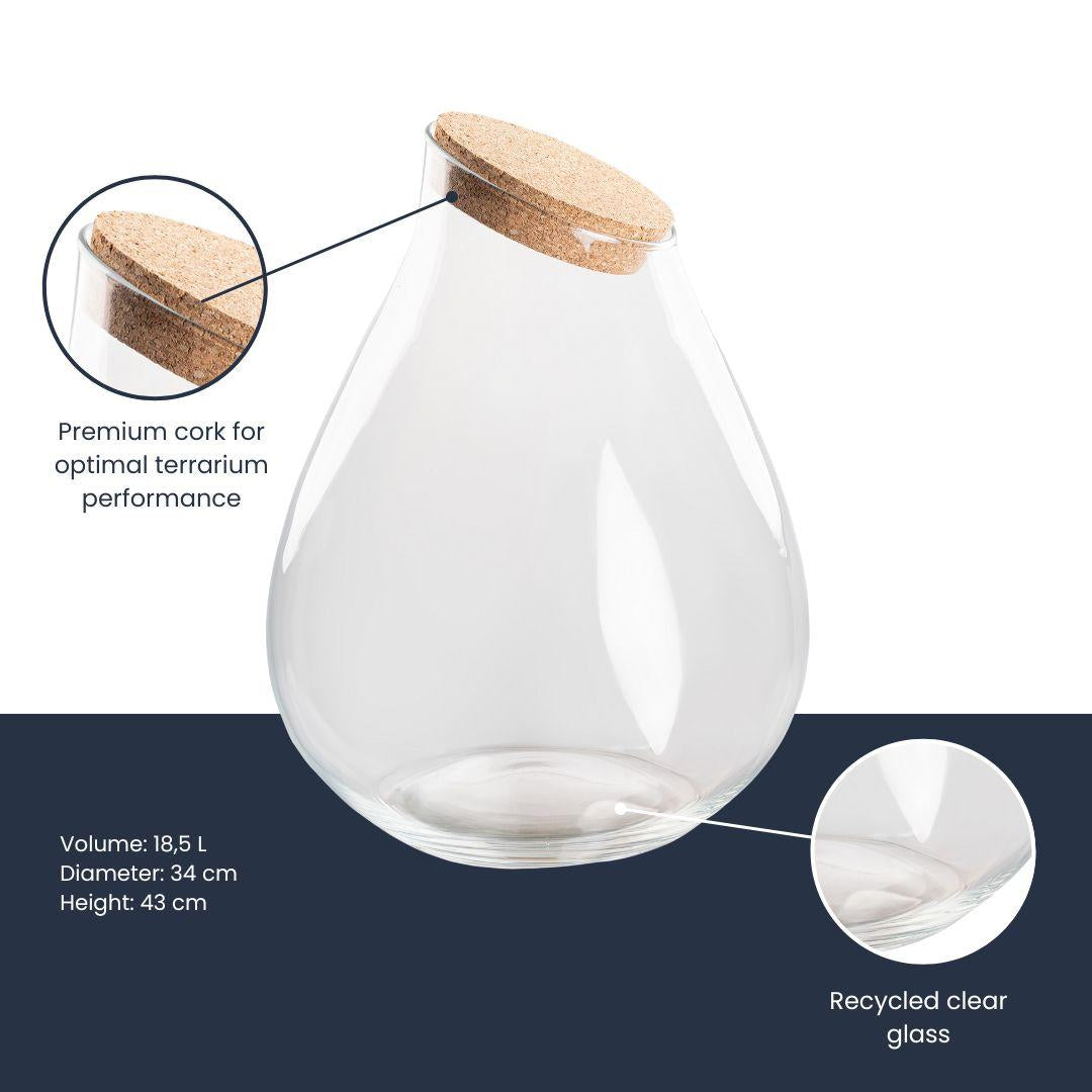 Terrarium fles met kurk - Drop XXL - Ø 34 cm ↑ 43 cm 