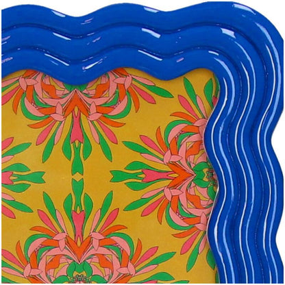 Fotorahmen Gebogenes Polyresin Blau – Moderner, geschwungener Bilderrahmen – Stilvolle Dekoration für Sideboard, Nachttisch & Regal – Zeitloses Wohnaccessoire 