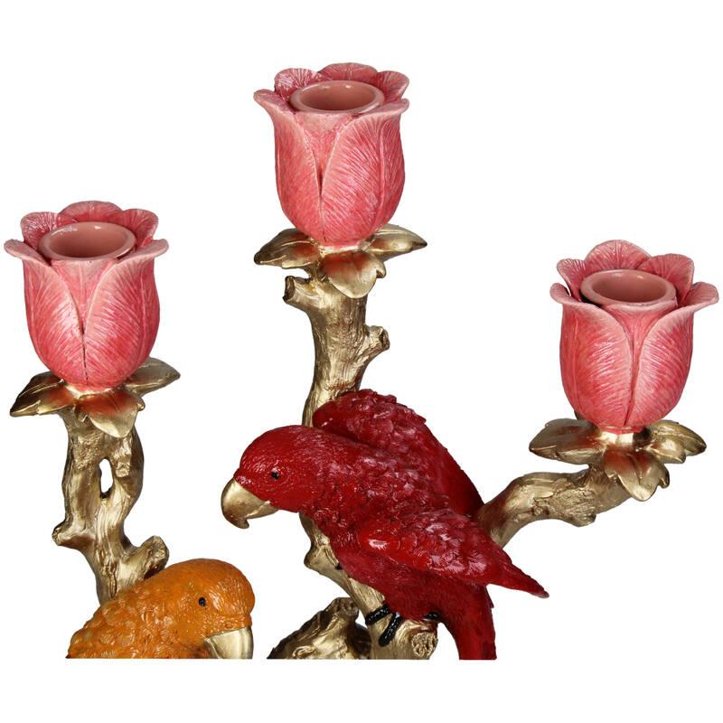 Kerzenständer Vogel aus Polyresin 37,5cm – Bunter, künstlerischer Kerzenhalter – Dekoration für Esstisch, Kaminsims & Sideboard – Stimmungsvoller Wohnaccessoire 