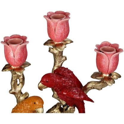 Kerzenständer Vogel aus Polyresin 37,5cm – Bunter, künstlerischer Kerzenhalter – Dekoration für Esstisch, Kaminsims & Sideboard – Stimmungsvoller Wohnaccessoire 