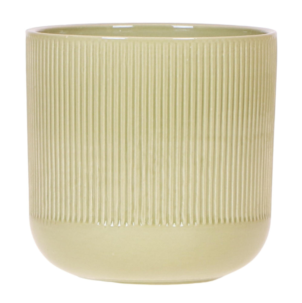 Flare Dekotopf Green – Ø12cm – Grüner Blumentopf mit Rillenstruktur – Retro-Design im Stil der Bold Seventies – Für Innenräume & stilvolle Pflanzenpräsentation 