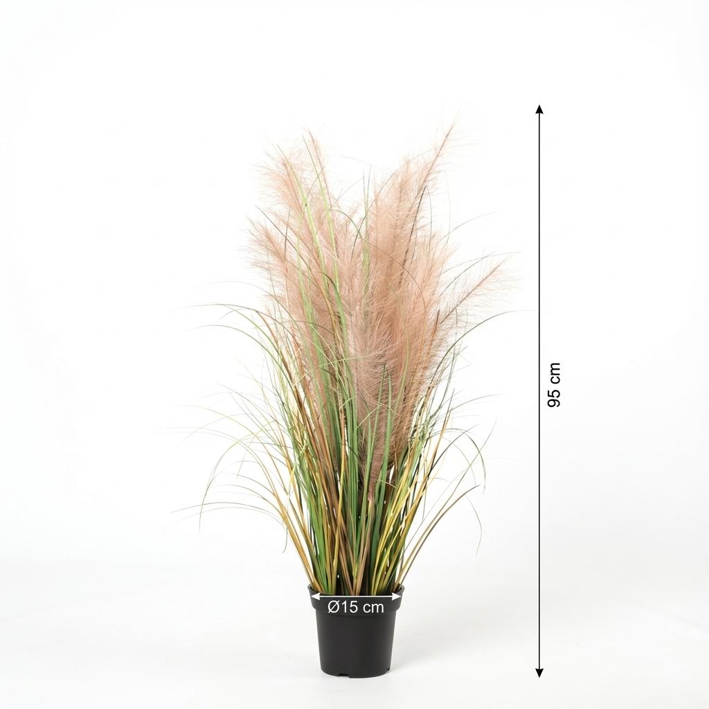 Schilfrohr Kunstpflanze 95cm – Dekorative Reetgras Deko Pflanze – Pflegefreie Kunstpflanze für Wohnzimmer Büro & Balkonüberdachung - Oasis of Life