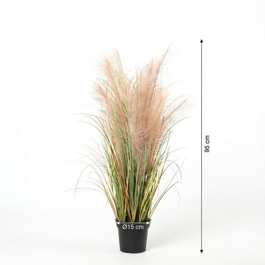 Schilfrohr Kunstpflanze 95cm – Dekorative Reetgras Deko Pflanze – Pflegefreie Kunstpflanze für Wohnzimmer Büro & Balkonüberdachung - Oasis of Life
