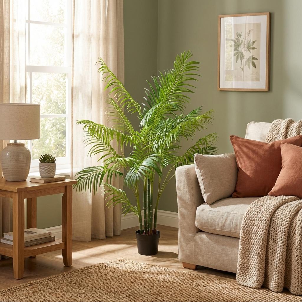 Areca Palme Kunstpflanze 190cm – Große Goldfruchtpalme Deko Pflanze – Pflegefreie Kunstpalme für Wohnzimmer Büro & Empfangsbereich - Oasis of Life