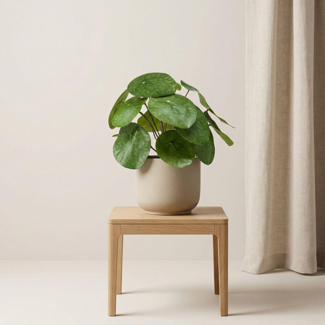 Pilea Kunstpflanze Busch – ca.25cm – Im schwarzen Topf – Realistische künstliche Zimmerpflanze – Pflegefreie Deko für Fensterbank Regal & Büro - Oasis of Life