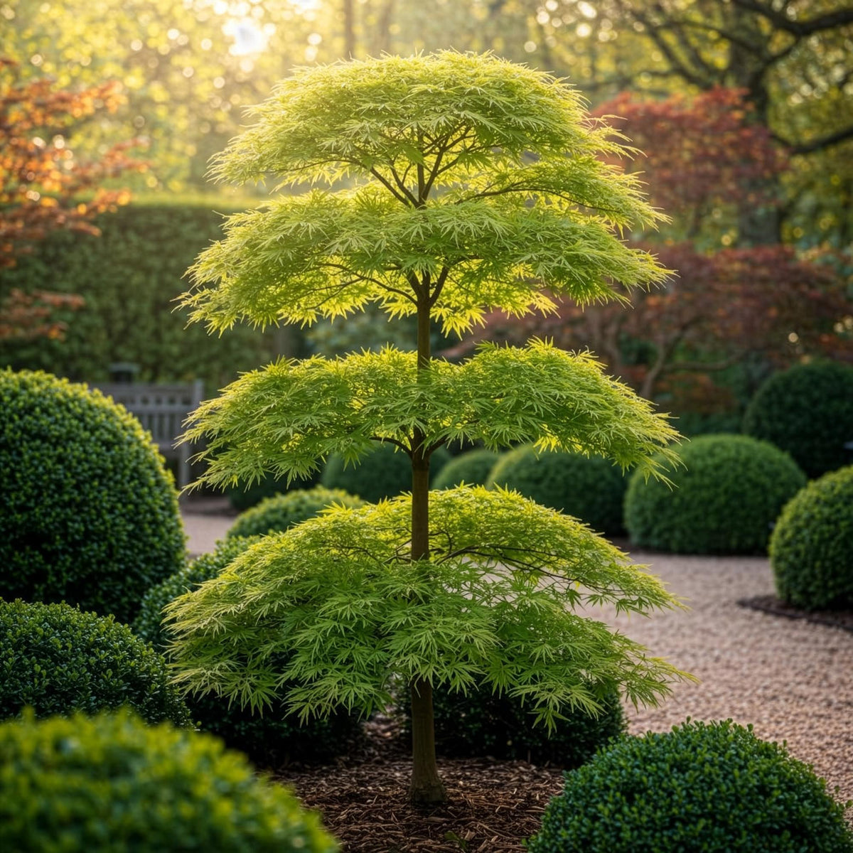 GreenboutiQ - Gartenpflanze - Acer palmatum Emerald Lace - Grün - 1 Pflanze - Laubabwerfend - Pflegeleicht - Topf 12cm Höhe 35cm 
