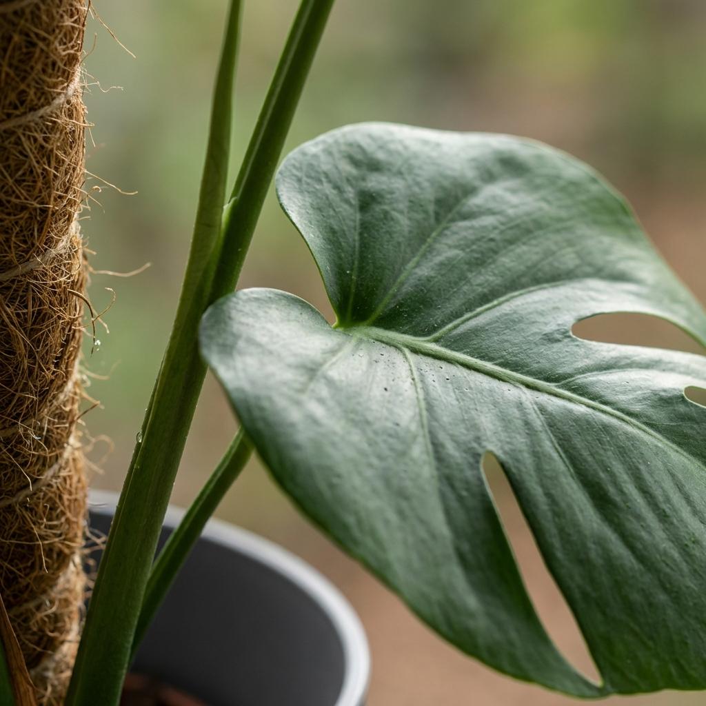 Green boutiQ - Zimmerpflanze - Fensterblatt - Monstera Deliciosa Moosstab - Grün - Pflegeleicht - 1 Pflanze - mit Potter Grau - Topf 19cm - Höhe 90cm 