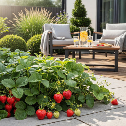 Erdbeere Fragaria Elsanta winterhart Höhe 30cm Ø9cm – Rote Erdbeere für Beet Balkon & Topf – Ansicht 11