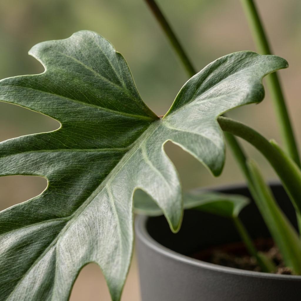 Green boutiQ - Zimmerpflanze - Philodendron Lacerum - Grün - Pflegeleicht - 1 Pflanze - Inklusive grauem Topf - Topf Ø 19cm - Höhe 65cm 