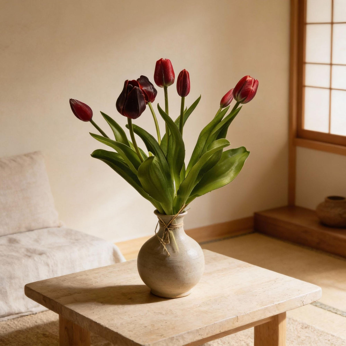 Tulpenstrauß Dunkelrot Real Touch Kunsttulpen