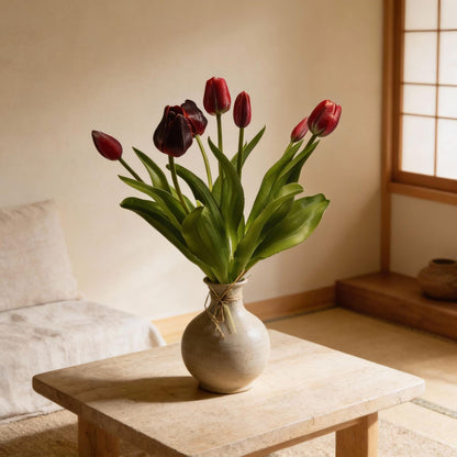 Tulpenstrauß Dunkelrot Real Touch Kunsttulpen