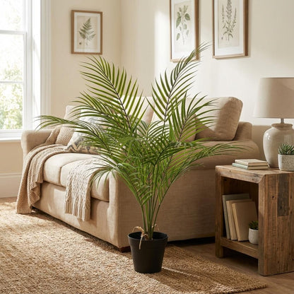 Kentia Palme Kunstpflanze 65cm – Dekorative Kunstpalme Zimmerpflanze – Pflegefreie Deko Pflanze für Wohnzimmer Büro & Regal - Oasis of Life