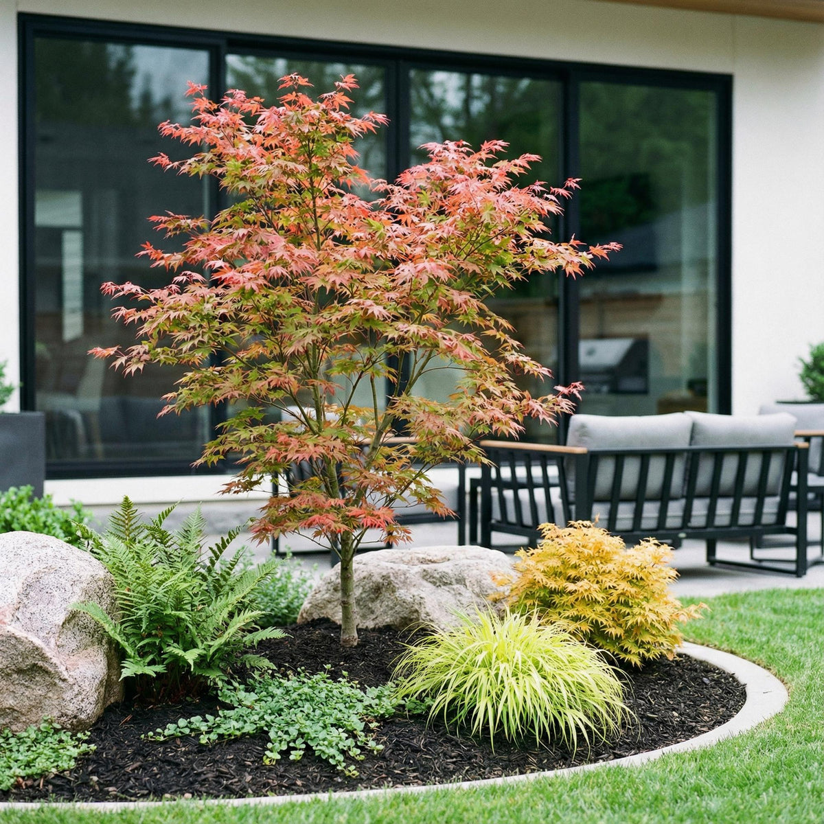Green boutiQ - Gartenpflanze - Acer palmatum Beni Maiko - Japanischer Ahorn - Laubabwerfend - Rot - 1 - Topf 26cm - Höhe 90cm 