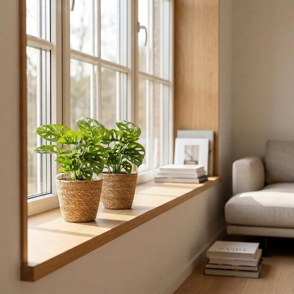 Fensterblatt 'Monkey Mask' – Monstera adansonii – Topf Ø12cm – Höhe 25cm – mit Korb – Dekorative Zimmerpflanze – Ansicht 3