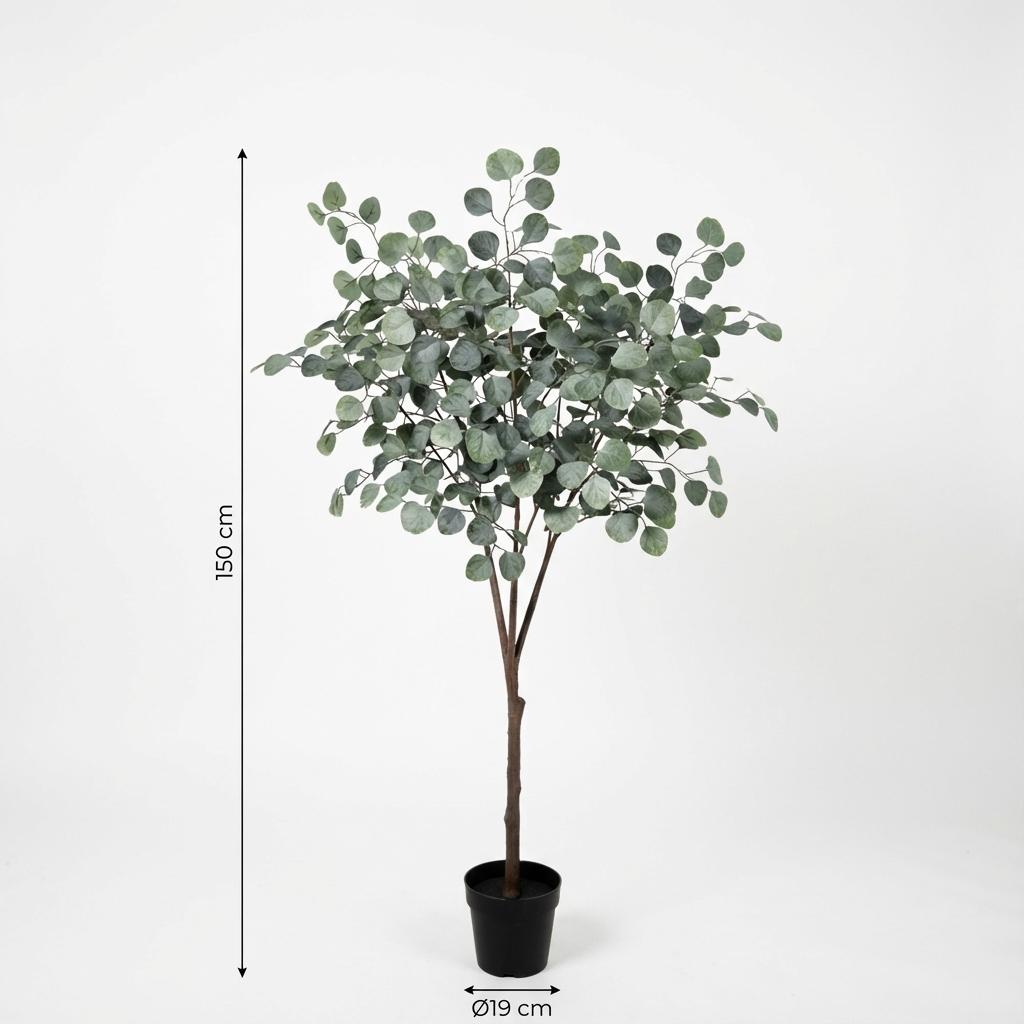 Eukalyptus Baum Kunstpflanze 150cm – Realistische Eucalyptus Deko Pflanze – Pflegefreie Zimmerpflanze für Wohnzimmer Büro & Empfangsbereich - Oasis of Life