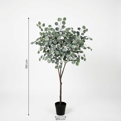 Eukalyptus Baum Kunstpflanze 150cm – Realistische Eucalyptus Deko Pflanze – Pflegefreie Zimmerpflanze für Wohnzimmer Büro & Empfangsbereich - Oasis of Life