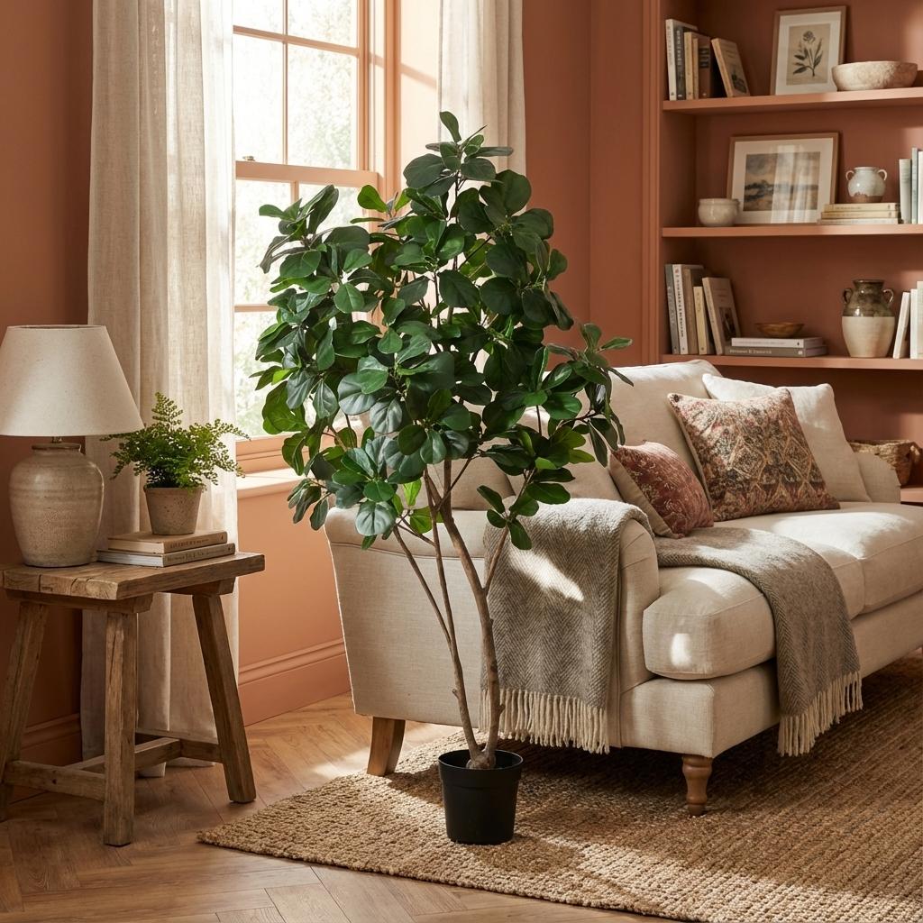 Ficus Lyrata Tree Kunstpflanze 180cm – Große Geigenfeige Deko Baum – Pflegefreie Zimmerpflanze für Wohnzimmer Büro & Empfangsbereich - Oasis of Life