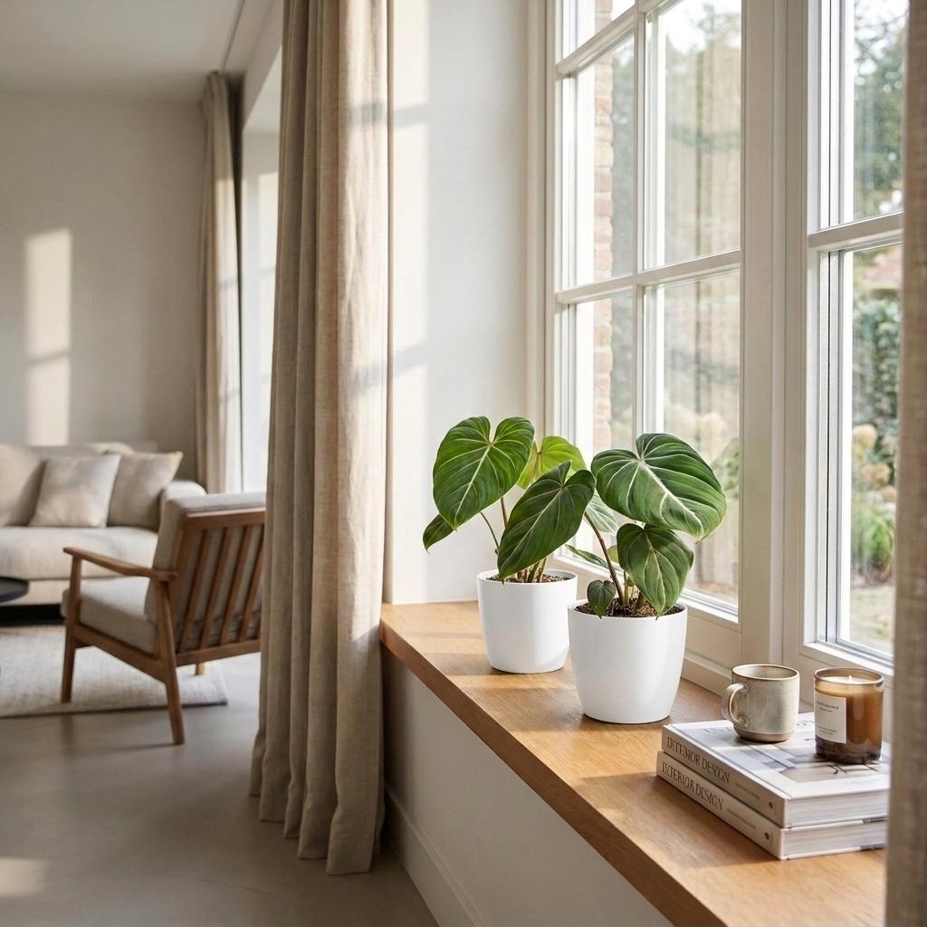 Gloriosum-Baumfreund – Philodendron gloriosum – Topf Ø12cm – Höhe 25cm – mit weißem Dekotopf – Ansicht 3