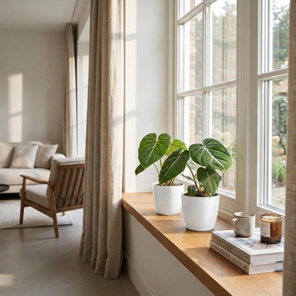 Gloriosum-Baumfreund – Philodendron gloriosum – Topf Ø12cm – Höhe 25cm – mit weißem Dekotopf – Ansicht 3
