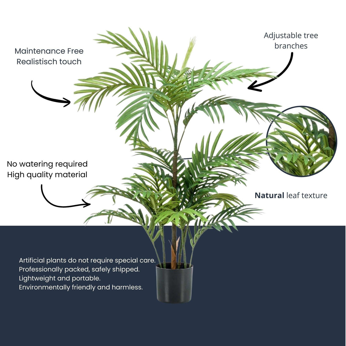 Palm Phoenix Kunstpflanze – ca.90cm – Realistische künstliche Palme – Pflegefreie Deko Pflanze für Wohnzimmer Büro Flur & Gastronomie - Oasis of Life
