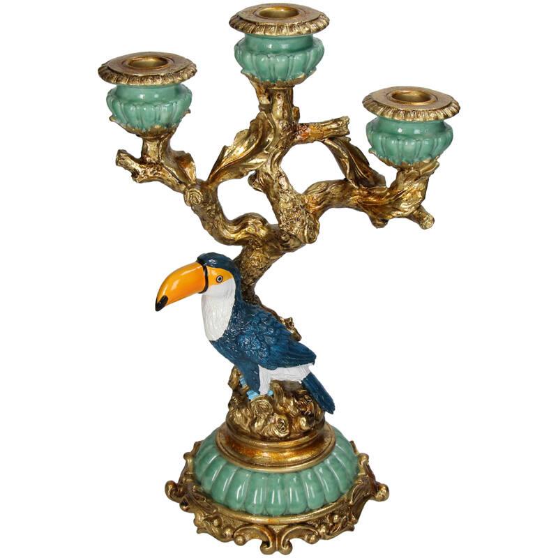 Kerzenständer Tukan 33,5 cm – Exotisches Polyresin-Design – Bunter Vogel-Kerzenhalter für tropisches Wohnambiente 