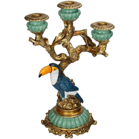 Kerzenständer Tukan 33,5 cm – Exotisches Polyresin-Design – Bunter Vogel-Kerzenhalter für tropisches Wohnambiente 