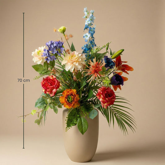Kunstbloemen Boeket “Colorful Bloom Deluxe” – Real Touch – 70 cm – 18 Stelen 