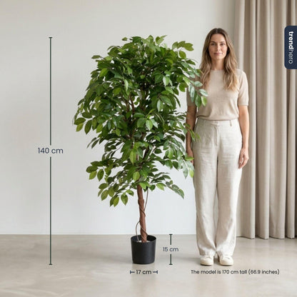 Ficus Deluxe Vine Kunstbaum – 140cm – Realistische Kunstpflanze für Innenräume – Pflegefreier künstlicher Baum mit dichtem Blattwerk – Ideal für Wohnzimmer & Büro - Oasis of Life