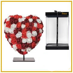 Herz DELUXE Deko-Objekt auf Ständer – 15 cm – Edle Farbmischung in Rot, Bordeaux & Weiß – Geschenkidee mit luxuriöser Verpackung – Nur für Innenräume 