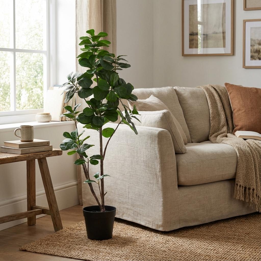 Ficus lyrata Kunstpflanze 150cm – Große Geigenfeige Deko Pflanze – Pflegefreie Zimmerpflanze für Wohnzimmer Büro & Empfangsbereich - Oasis of Life