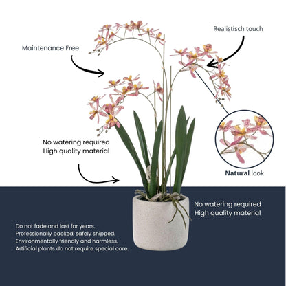 Renanthera Orchidee Roze in pot - 56 cm - Kunstplant 