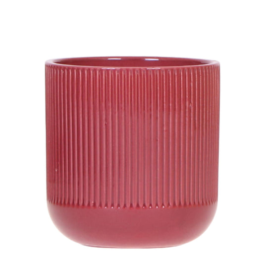Flare Dekotopf Red – Stilvoller Retro-Blumentopf Ø9cm – Rotes Rillenmuster – Bold Seventies Design 