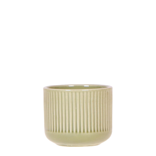 Flare Dekotopf Green – Ø6cm – Kleiner Retro-Blumentopf mit Rillenstruktur – Bold Seventies Design – Für Mini-Zimmerpflanzen & stilvolle Akzente im Innenbereich 