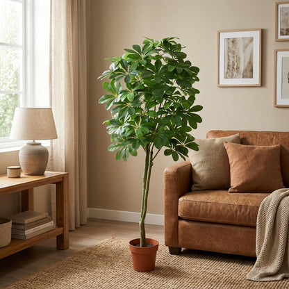Pachira Aquatica Kunstpflanze 150cm – Große künstliche Glückskastanie – Realistische Deko Pflanze für Wohnzimmer Büro & Empfangsbereich - Oasis of Life