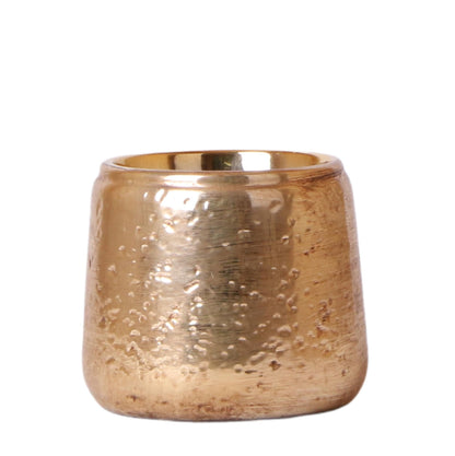 Luxuriöser Blumentopf Gold – Keramik Ziertopf Ø9cm – Glänzender Pflanzkübel für Zimmerpflanzen – Edler Deko-Übertopf in Gold 