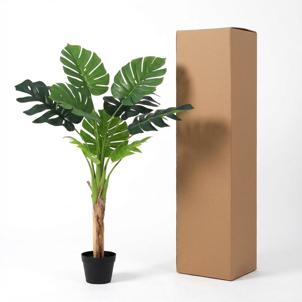 Monstera Deliciosa Kunstpflanze 120cm – Große Fensterblatt Deko Pflanze – Pflegefreie Zimmerpflanze für Wohnzimmer Büro & Empfangsbereich - Oasis of Life