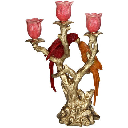 Kerzenständer Vogel aus Polyresin 37,5cm – Bunter, künstlerischer Kerzenhalter – Dekoration für Esstisch, Kaminsims & Sideboard – Stimmungsvoller Wohnaccessoire 