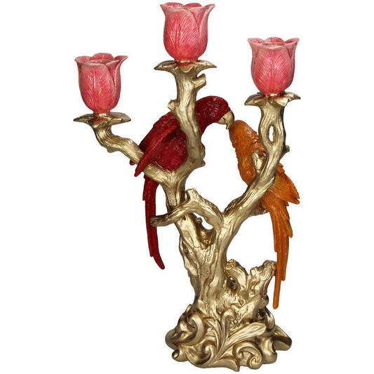 Kerzenständer Vogel aus Polyresin 37,5cm – Bunter, künstlerischer Kerzenhalter – Dekoration für Esstisch, Kaminsims & Sideboard – Stimmungsvoller Wohnaccessoire 