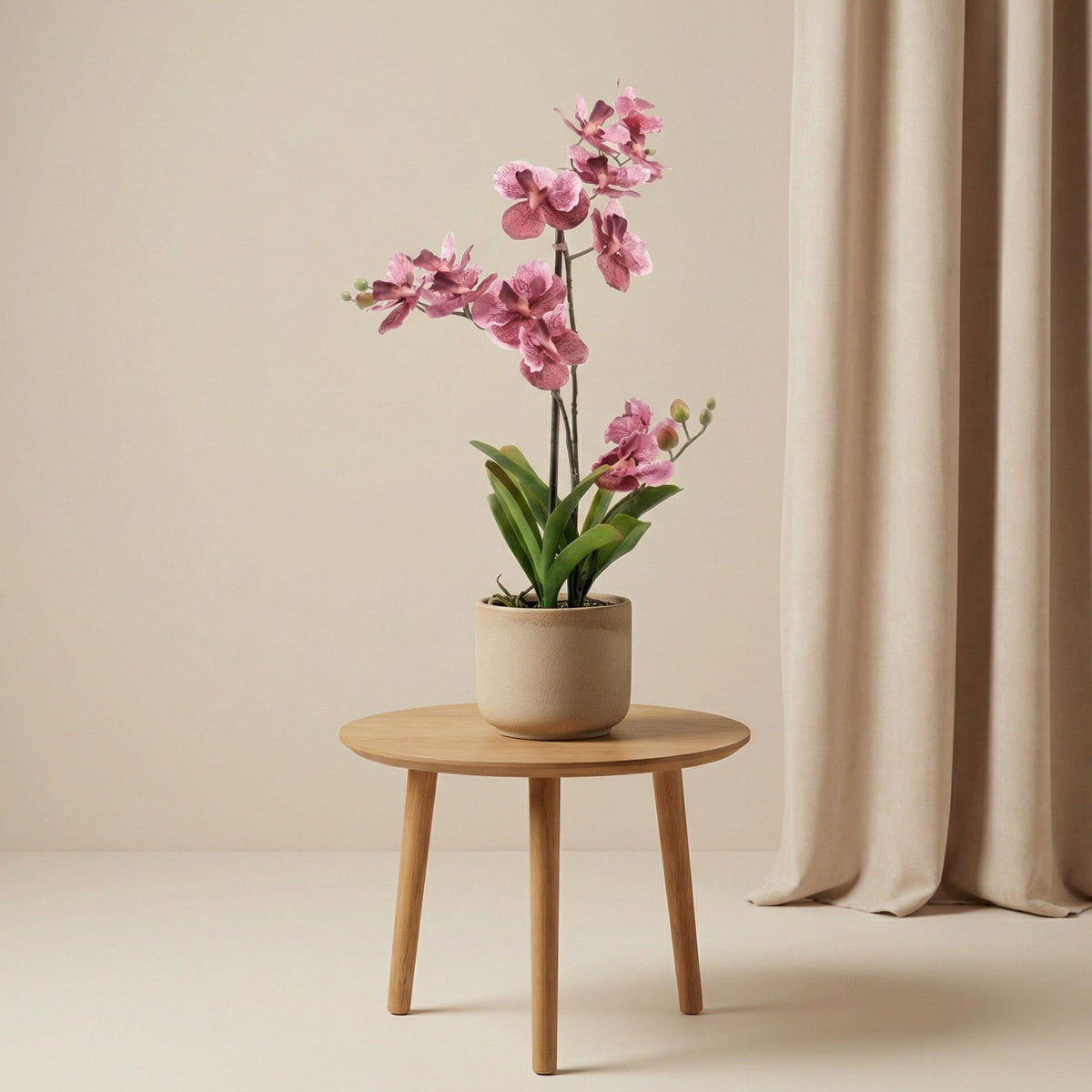 Orchidee Vanda Kunstpflanze – ca.60cm – Altrosa – Künstliche Orchidee im Topf – Pflegefreie Deko Pflanze für Wohnzimmer Büro & Empfangsbereich - Oasis of Life