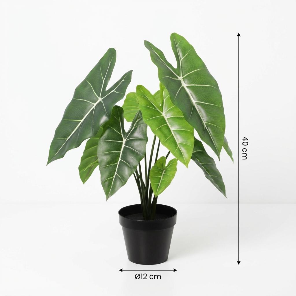 Alocasia Polly Kunstpflanze 40cm – Dekorative Elefantenohr Deko Pflanze – Pflegefreie Zimmerpflanze für Wohnzimmer Büro & Fensterbank - Oasis of Life