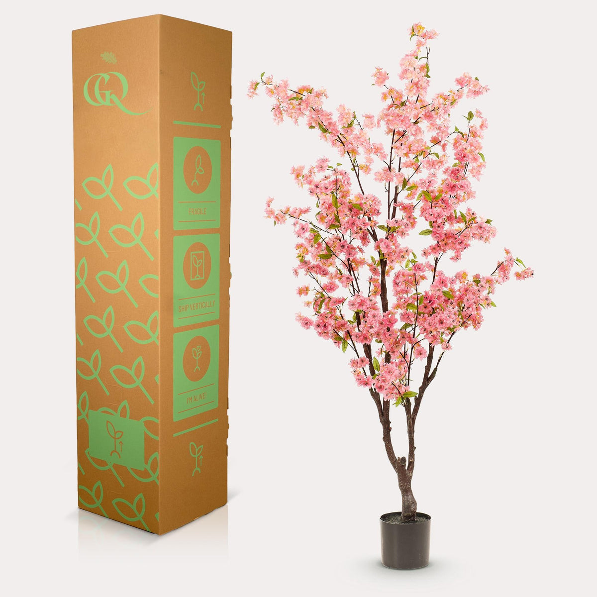 Kunstpflanze Kirschblüte Prunus – Rosa – 175cm – Täuschend echte Kunst-Kirschblüte – Deko-Pflanze für Wohnzimmer, Büro & Eingangsbereich – Ganzjährig blühend 