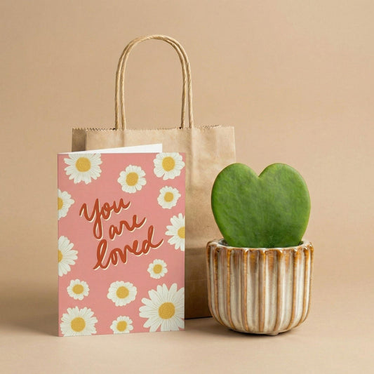 Cadeauset - Love Set - Hartjesplant, pot, wenskaart & geschenktasje 