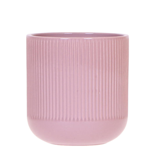 Flare Dekotopf – Ø9 cm – Lila Retro-Blumentopf im 70er Jahre Stil – Strukturierte Oberfläche – Pflanzgefäß aus Keramik – Indoor-Ziertopf 