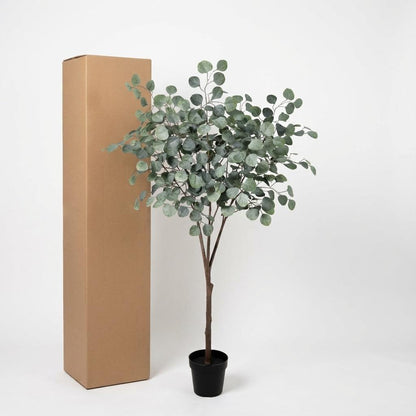 Eukalyptus Baum Kunstpflanze 150cm – Realistische Eucalyptus Deko Pflanze – Pflegefreie Zimmerpflanze für Wohnzimmer Büro & Empfangsbereich - Oasis of Life