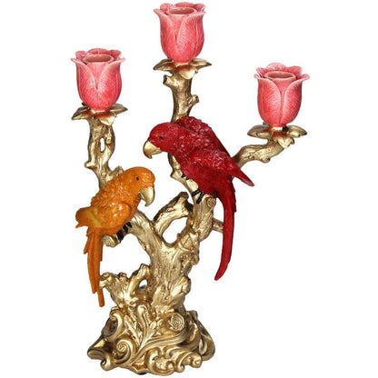 Kerzenständer Vogel aus Polyresin 37,5cm – Bunter, künstlerischer Kerzenhalter – Dekoration für Esstisch, Kaminsims & Sideboard – Stimmungsvoller Wohnaccessoire 
