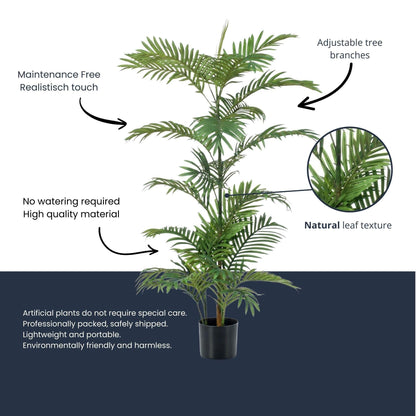 Palm Phoenix Kunstpflanze – ca.120cm – Realistische künstliche Palme – Pflegefreie Dekopflanze für Wohnzimmer Büro Gastronomie & Empfangsbereiche - Oasis of Life